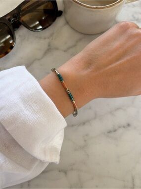 Vintage Italian Segmented Bracelet w/ Enamel Accents – Made in Italy